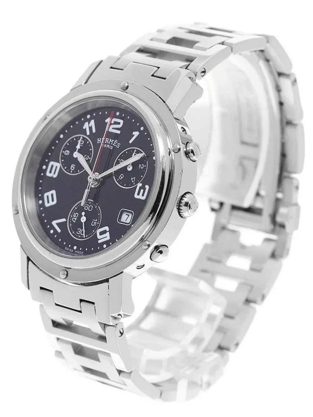 HERMES Clipper Chrono CL1.910 Date black Dial Quartz Men's Watch_958094